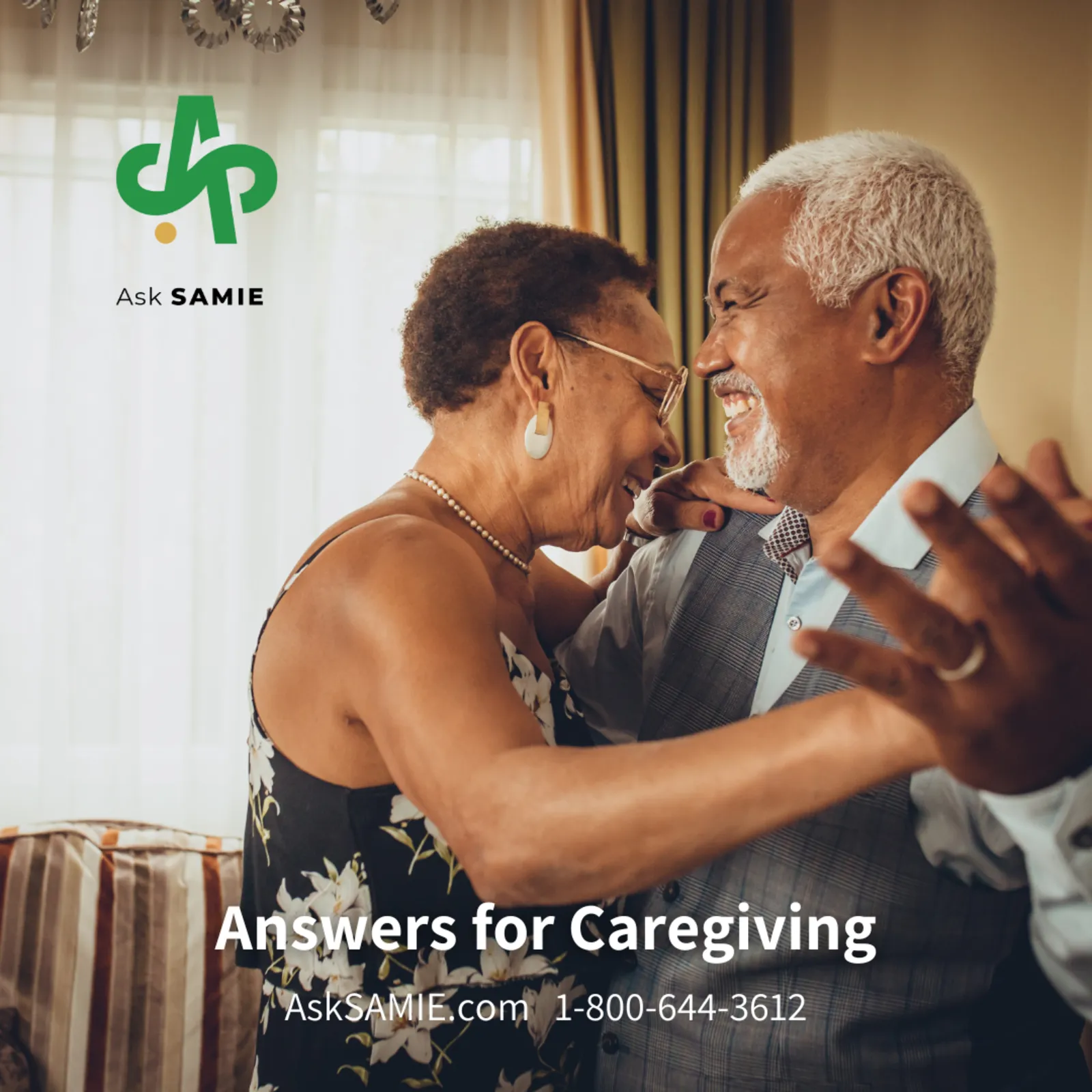 Older couple embracing — Answers for Caregiving from AskSAMIE