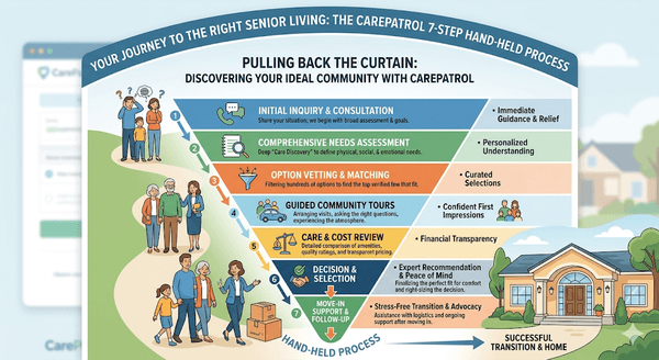CarePatrol 7-Step Hand-Held Process: from initial consultation through move-in day