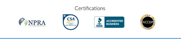 Certifications: NPRA, Certified Senior Advisor (CSA), BBB Accredited Business, NCCDP Certified Dementia Practitioner