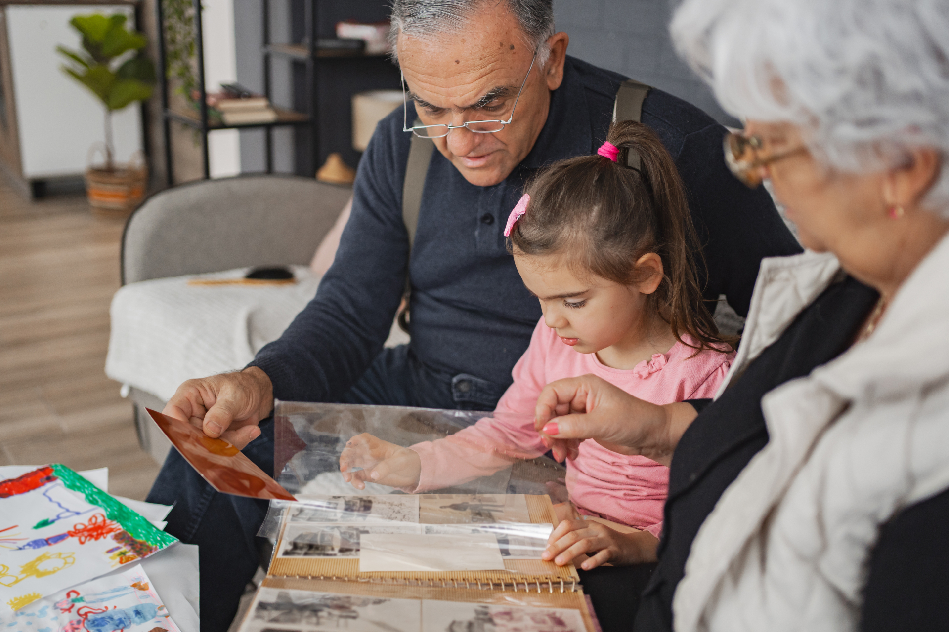 Family reviewing asset protection planning documents